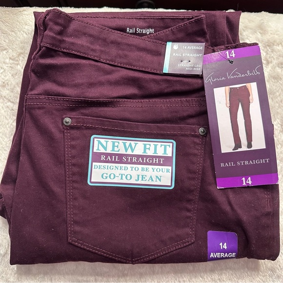 Gloria Vanderbilt Size 14 Purple Rail Straight Leg Mid-Rise Jeans NWT - Picture 4 of 4